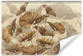 fototapeta-bezowe-kwiaty-liscie-styl-retro-450x300