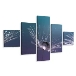 obraz-5-czesciowy-krople-wody-dmuchawce-3d-250x150