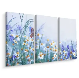 obraz-tryptyk-polne-kwiaty-motyl-pejzaz-3d-150x100