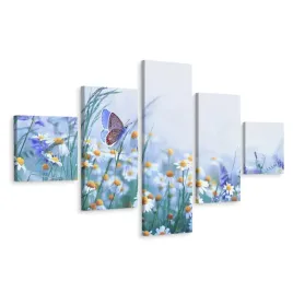 obraz-5-czesciowy-motyl-kwiaty-natura-3d-250x150