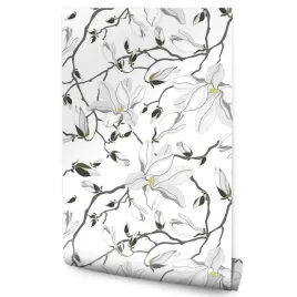 tapeta-do-salonu-sypialni-biale-magnolie-kwiaty-liscie-galazki-natura