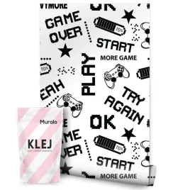 tapeta-dla-chlopca-czarno-biale-napisy-game-over