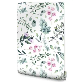tapeta-w-rolce-do-salonu-sypialni-liscie-kwiaty-rosliny-natura-styl-boho