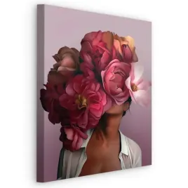 obraz-canvas-portret-kobiety-kwiaty-natura-50x70
