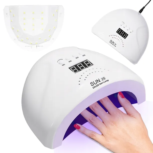 Lampa Do Paznokci Manicure EV2 SUN DUAL UV LED Lustrzane Odpinane Dno 48W