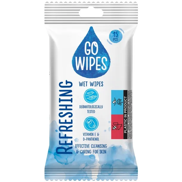 GoWipes Uniwersalne Odświeżające Chusteczki Nawilżane D-pantenol 15 Sztuk