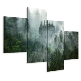 obraz-4-czesciowy-las-we-mgle-zielen-dekor-120x75