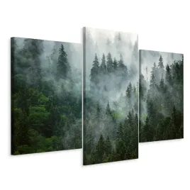 obraz-3-czesciowy-las-we-mgle-zielen-dekor-120x80