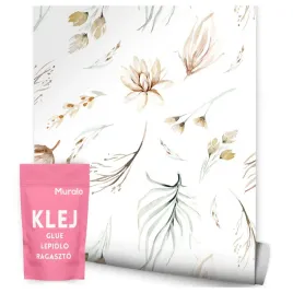 tapeta-do-salonu-sypialni-akwarele-polne-kwiaty-liscie-natura-styl-boho