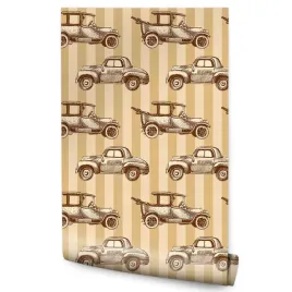 tapeta-scienna-dla-dziecka-samochody-w-stylu-retro
