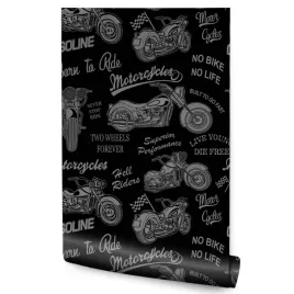 tapeta-mlodziezowa-motocykle-vintage-napisy-dekor