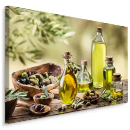 obraz-na-sciane-do-kuchni-oliwa-z-oliwek-przyprawy-natura-rosliny-70x50