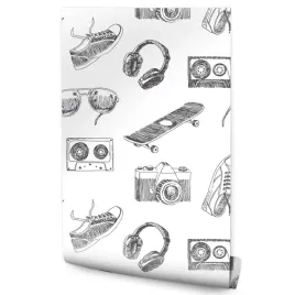 tapeta-mlodziezowa-deskorolki-aparaty-okulary-trampki-kasety-abstrakcja