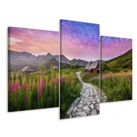 obraz-tryptyk-tatry-rosliny-sciezka-pejzaz-120x80
