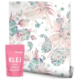 tapeta-do-sypialni-kwiaty-rosliny-liscie-pastelowe