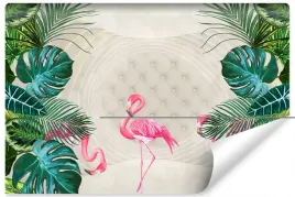 fototapeta-flamingi-liscie-abstrakcja-3d-450x300