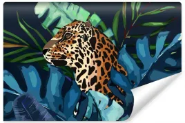 fototapeta-lampart-rosliny-tropikalne-3d-450x300