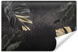 fototapeta-scienna-liscie-szesciokaty-3d-450x300