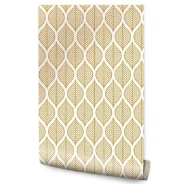 tapeta-scienna-geometryczne-liscie-w-stylu-retro