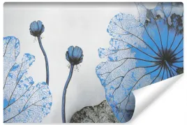 fototapeta-do-salonu-niebieskie-liscie-3d-450x300