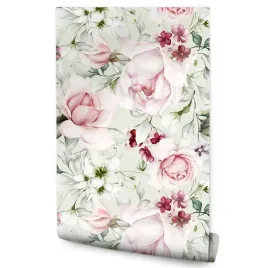 tapeta-do-sypialni-rozowe-peonie-kwiaty-liscie-3d