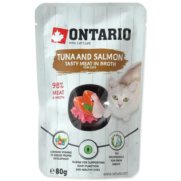 Karma mokra dla kota Ontario Tuńczyk z Łososiem w Rosole 80g
