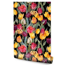 tapeta-do-sypialni-malowane-kwiaty-tulipany-natura