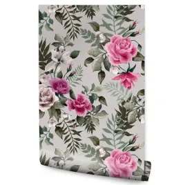 tapeta-do-salonu-kolorowe-roze-styl-retro-kwiaty