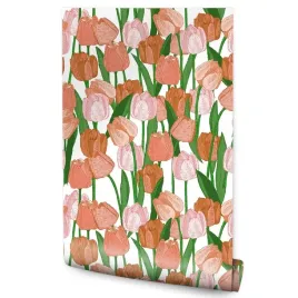tapeta-do-jadalni-kwaity-malowane-tulipany-vintage