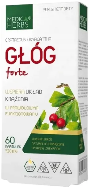 GŁÓG FORTE MEDICA HERBS Krążenie Serce Odprężenie 520mg 60kaps.