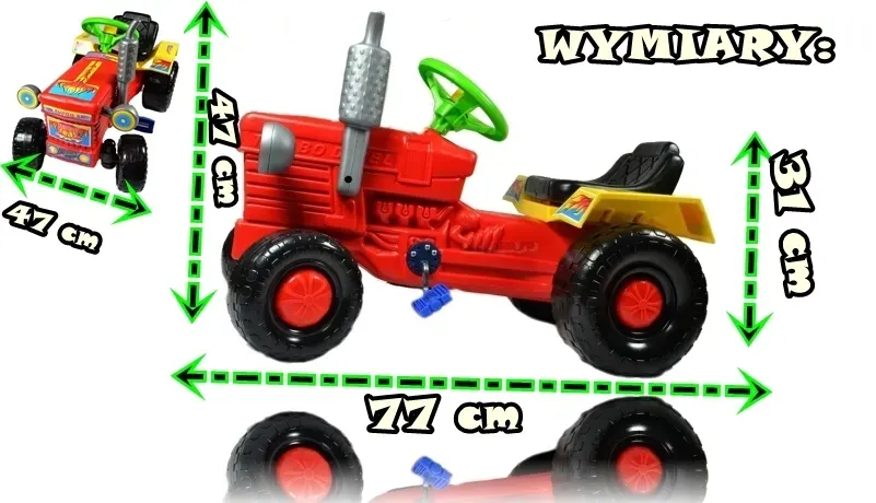 solidny-traktor-traktorek-na-pedaly-samochod-kask-stan-nowy