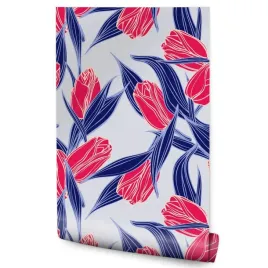 tapeta-dekoracyjna-kwiaty-tulipany-natura-liscie