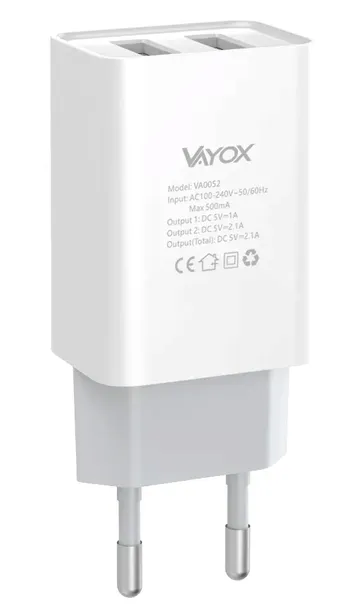 ladowarka-sieciowa-2x-usb-kabel-micro-usb-b-vayox-zlacza-usb