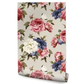 tapeta-do-sypialni-roze-malowane-akwarela-kwiaty