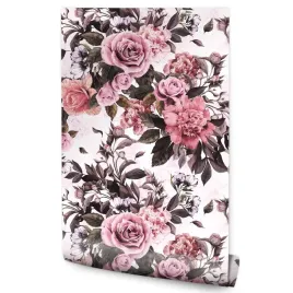 tapeta-do-sypialni-roze-piwonie-kwiaty-dekoracja