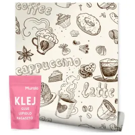 tapeta-do-jadalni-kuchni-slodycze-cappuccino-kawa-latte-ciasta-donuty-retro