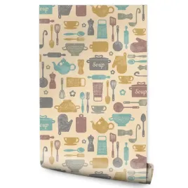 tapeta-do-jadalni-garnki-akcesoria-kuchenne-napisy