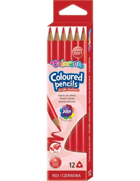 Kredki ołówkowe trójkątne 12 szt Colorino Czerwona