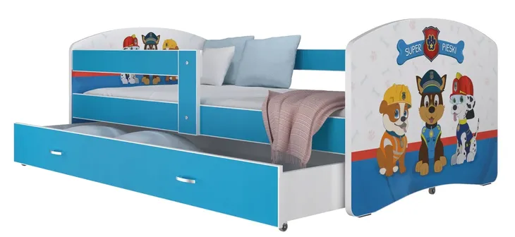 Łóżko 180x90 szuflada + materac + grafika LUKI