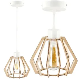 lampa-wiszaca-zwis-e27-biala-diament-drewniany