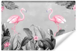 fototapeta-flamingi-liscie-tropikalne-3d-450x300