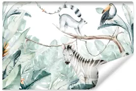 fototapeta-scienna-dzungla-zebra-liscie-450x300
