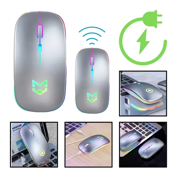 MYSZKA BEZPRZEWODOWA SLIM LED USB ŁADOWANA RGB 1200 DPI MOBILARI
