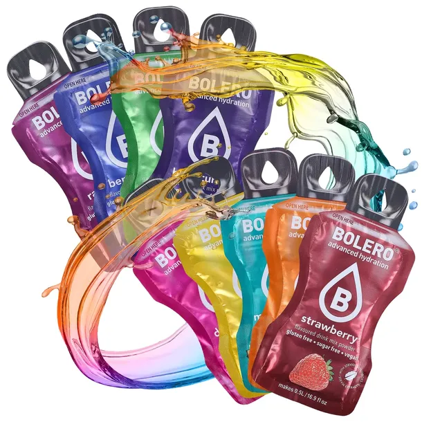 BOLERO STICKS DRINKS MIX SMAKÓW NAPÓJ DO SATURATORA BEZ CUKRU STEWIA 45 SZT