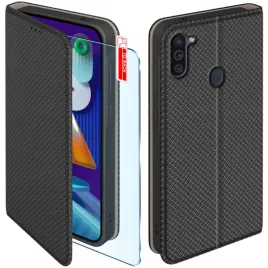 etui-z-klapka-do-samsung-a11-zamykane-czarne-futeral-szklo-9h