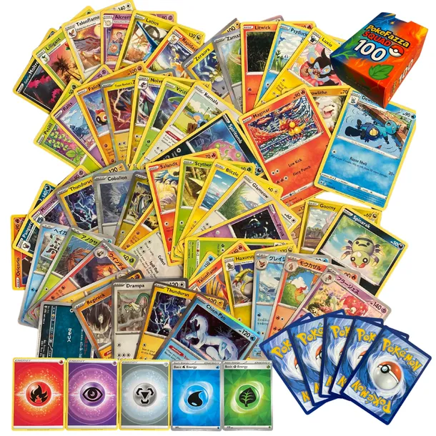Zestaw 100 Oryginalnych Kart Pokemon+10 Rzadkich + 10 Trenerów | Każda Inna