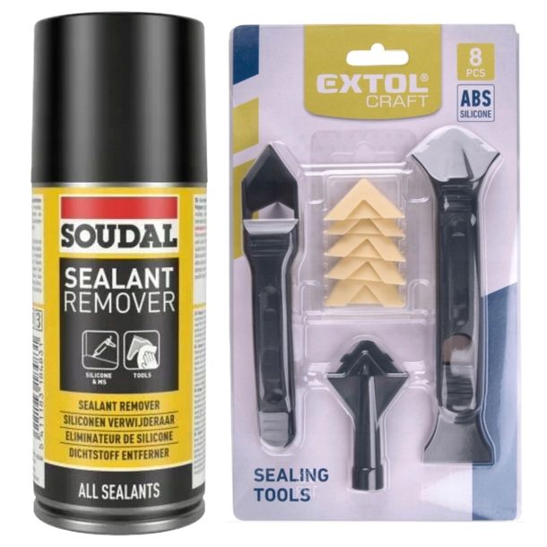 Środek do Usuwania Silikonu SOUDAL + Zestaw Nasadek do Silikonu EXTOL 8el.