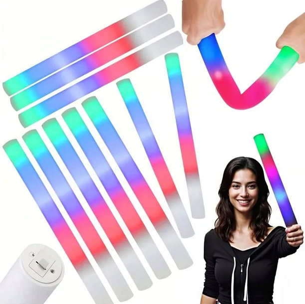 20x PAŁKI PIANKOWE ŚWIECĄCE LED MIECZ ŚWIETLNY WESELE ŚLUB IMPREZĘ KOLOROWE
