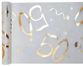 bieznik-bialy-50-urodziny-zloty-nadruk-30-x-500cm