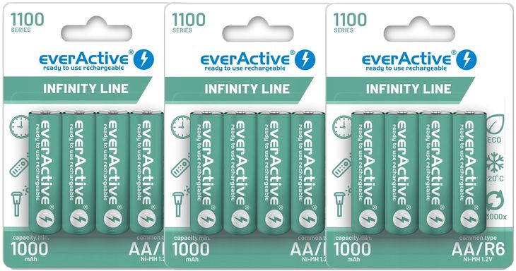 12x AKUMULATORKI BATERIE AA R6 NiMH 1100 EVERACTIVE SOLAR DO LAMP SOLARNYCH